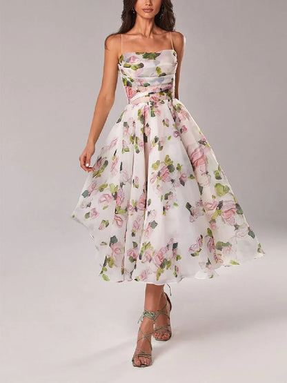 MW | Ärmelloses Kleid mit Blumendruck