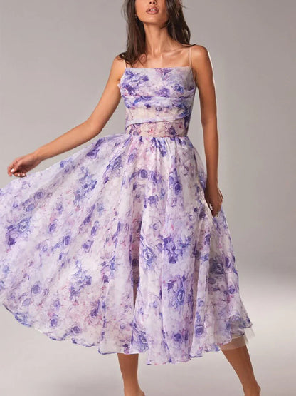 MW | Ärmelloses Kleid mit Blumendruck