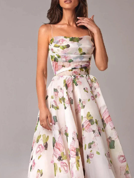 MW | Ärmelloses Kleid mit Blumendruck