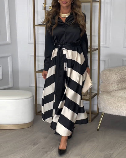 MW | Elegantes gestreiftes Maxikleid