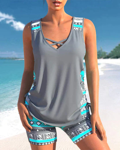 EM | Tankini mit Tribal-Print und überkreuztem Detail