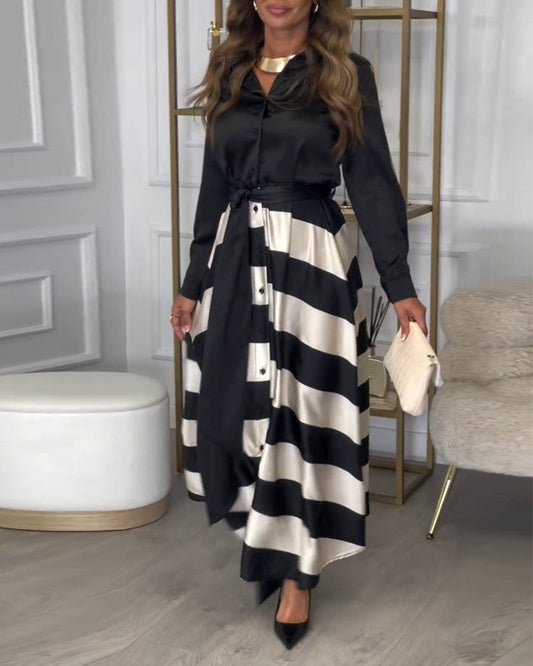 MW | Elegantes gestreiftes Maxikleid