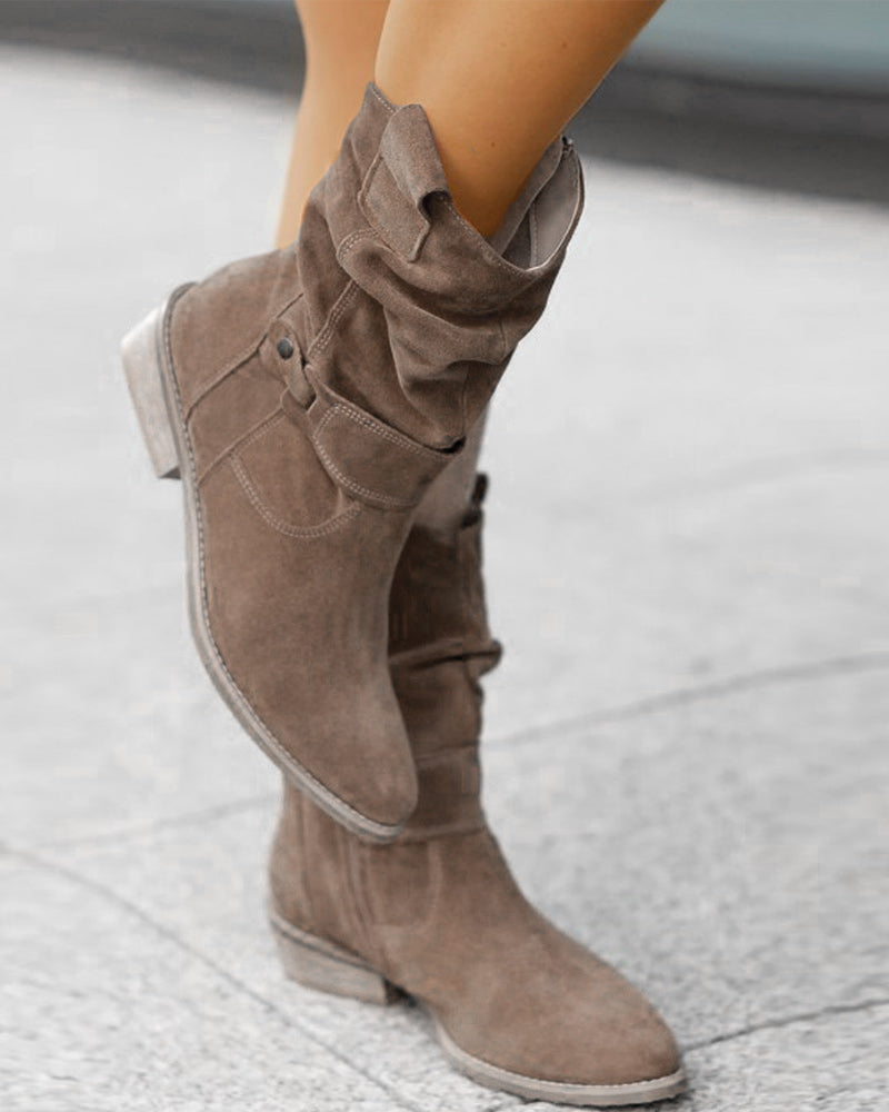 EM | Mid-Calf-Stiefel mit Riemen-Detail