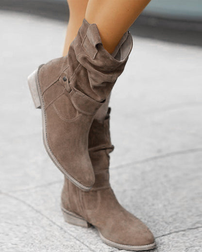 EM | Mid-Calf-Stiefel mit Riemen-Detail