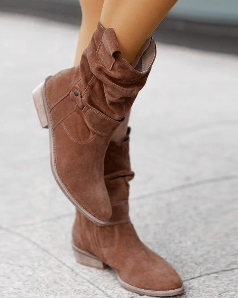EM | Mid-Calf-Stiefel mit Riemen-Detail