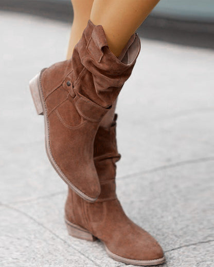EM | Mid-Calf-Stiefel mit Riemen-Detail