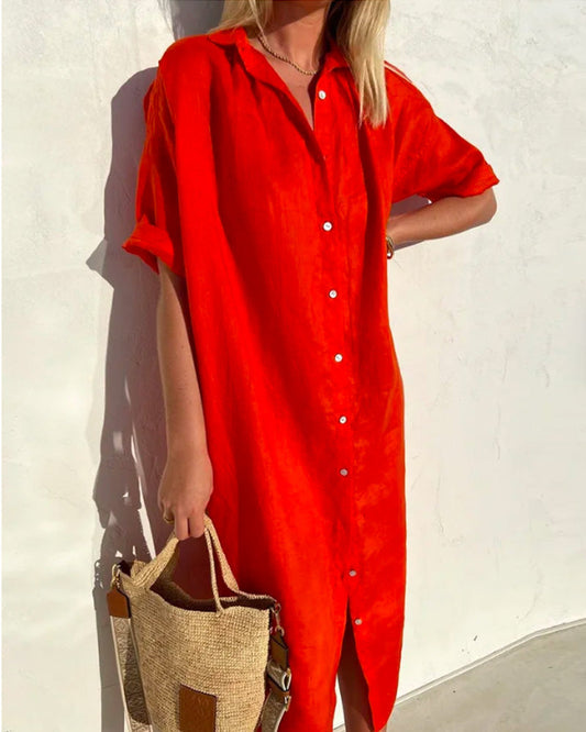 MW | Leinen Shirt Kleid Lässig