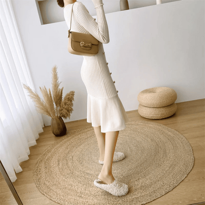 MW | elegantes geripptes Midikleid für Damen