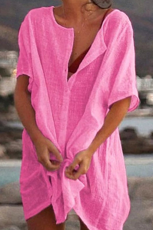 MW | Sommer Baumwolle Lose Kurze Kleider Beiläufige Frauen Shirt
