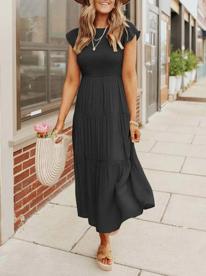 MW | Fließendes gestuftes Midikleid