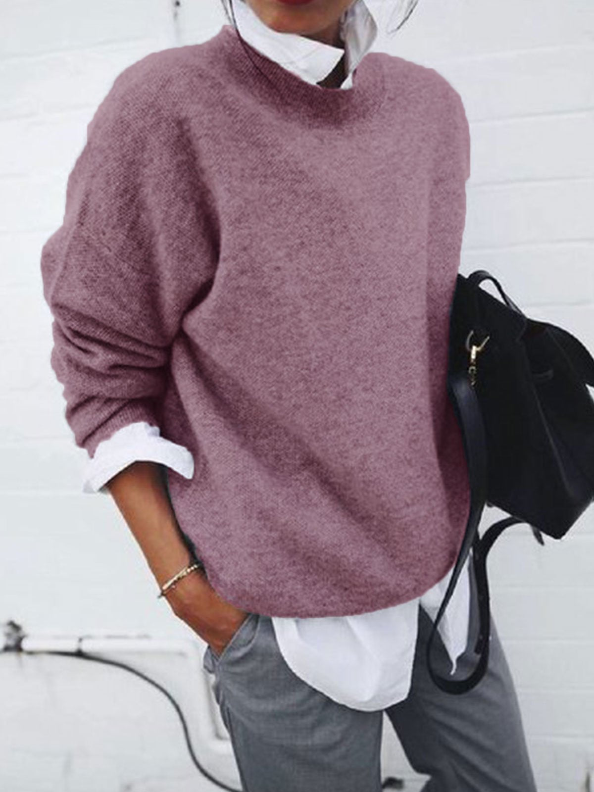 EM | Lässiger Strickpullover mit Rundhalsausschnitt