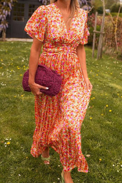 Cella - Langes Kleid mit V-Ausschnitt