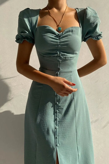 MW | Sweetheart Neck Kurzärmeliges Kleid