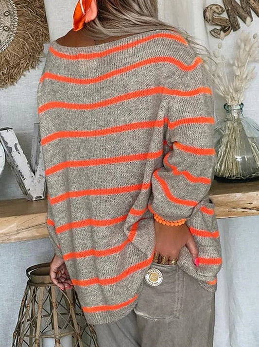 EM | Gestreifter Strickpullover mit Taschen