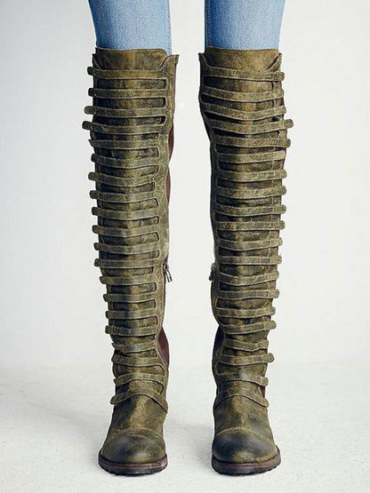 EM | Kniehohe Gladiator-Stiefel mit Riemchen