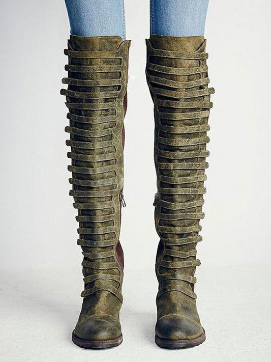 EM | Kniehohe Gladiator-Stiefel mit Riemchen