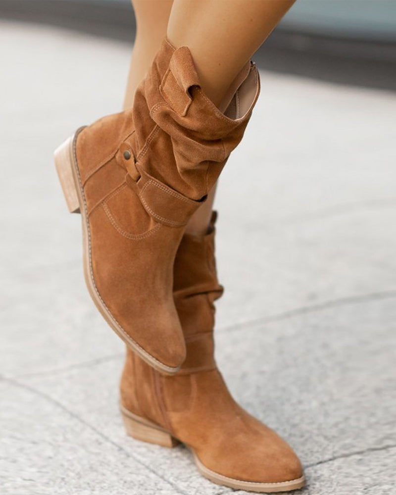 EM | Mid-Calf-Stiefel mit Riemen-Detail