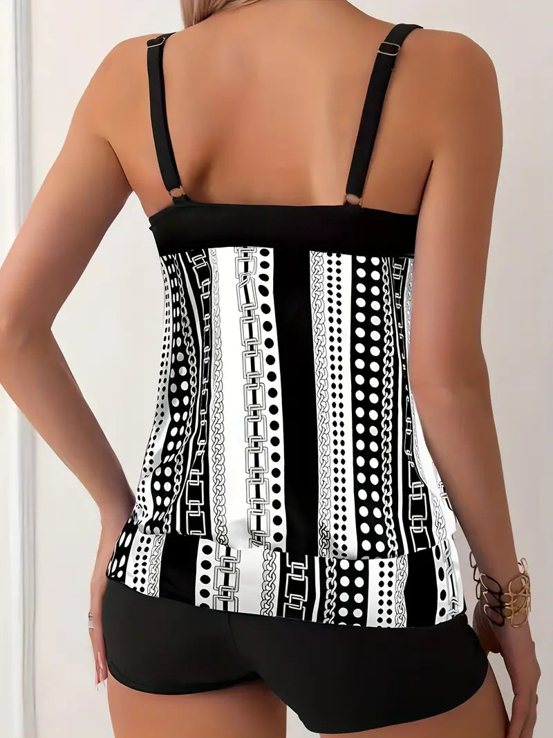 EM | Gestreiftes Tankini mit Druck