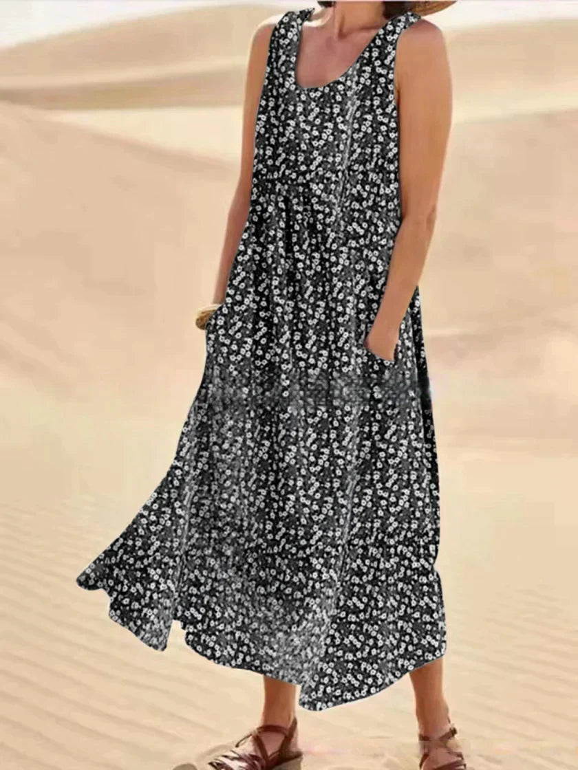 EM | Geblümtes Maxikleid mit Taschendetail