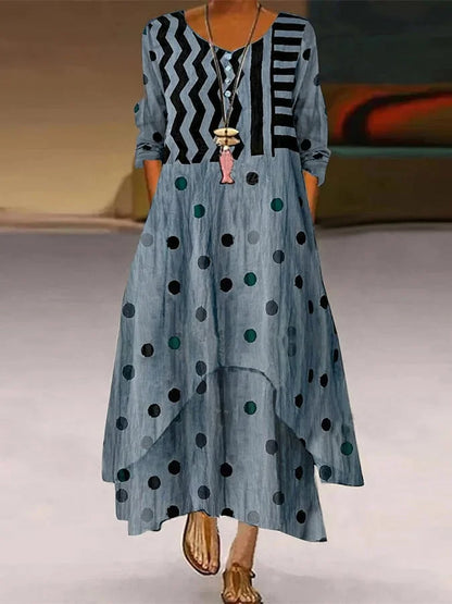 EM | Maxikleid mit Polka Dot und geometrischem Muster