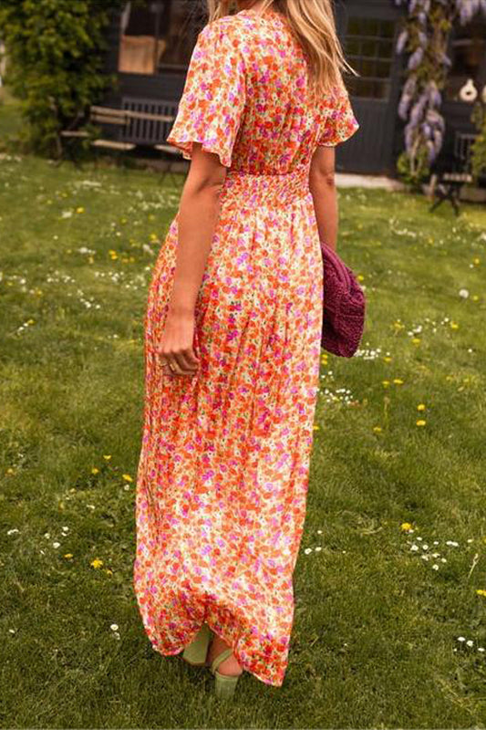 Cella - Langes Kleid mit V-Ausschnitt