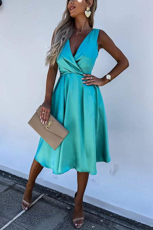 MW | Hold You In My Memory Satin Midi-Kleid