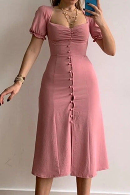 MW | Sweetheart Neck Kurzärmeliges Kleid