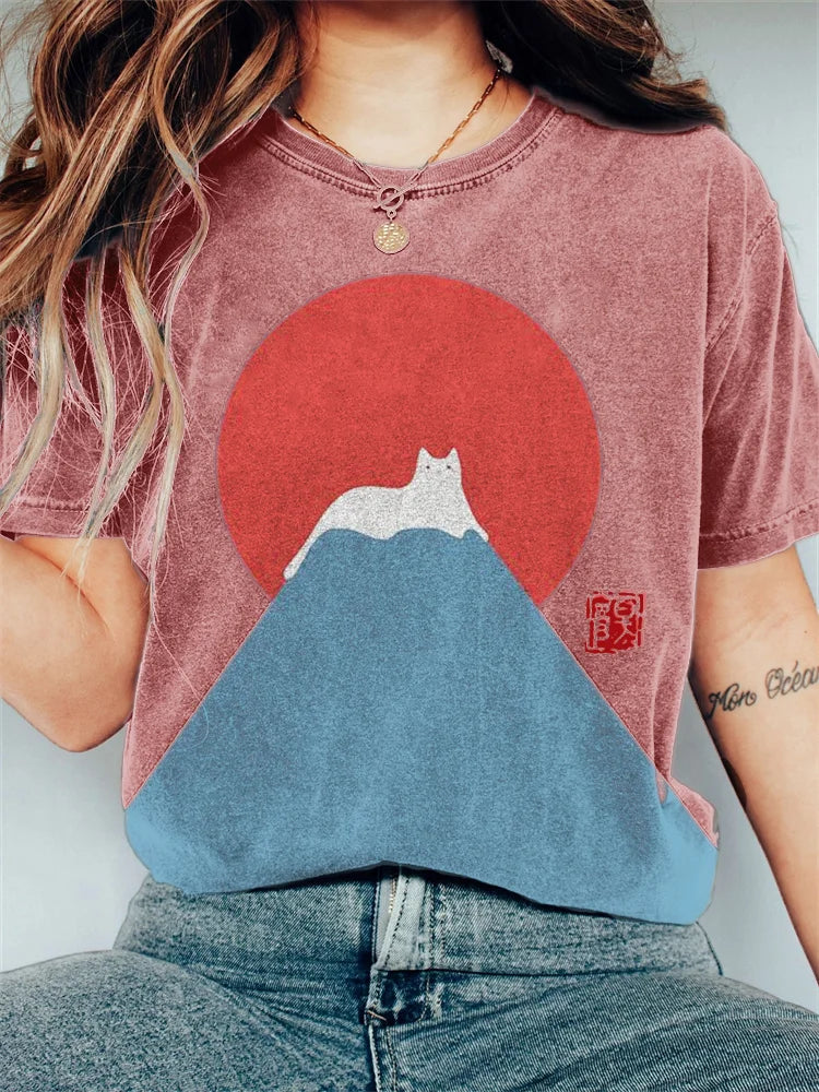 EM | Grafik Katze Berg T-Shirt