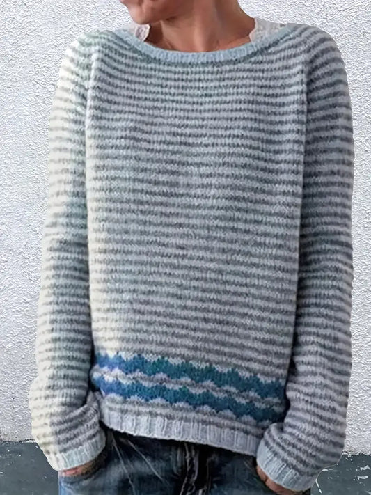 EM | Gestreifter Strickpullover mit geometrischem Muster