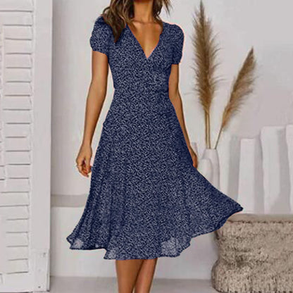 EM | V-Ausschnitt Wickel-Midikleid