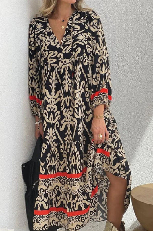 EM | Elegantes bedrucktes böhmisches Maxikleid