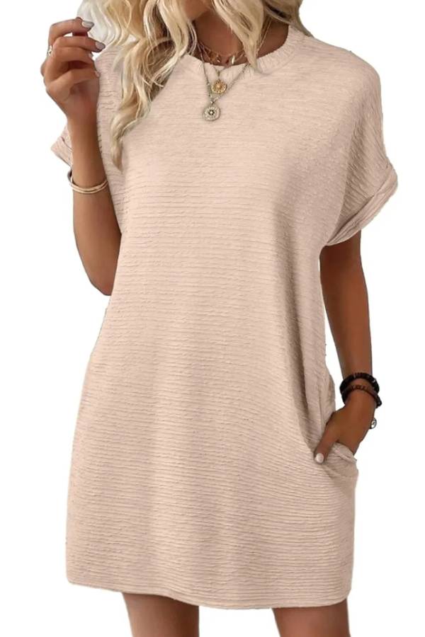 MW | Damen Leichtes Sommer-T-Shirt-Kleid mit Taschen