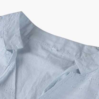 MW | Damen-Sommer-Shirt-Kleid mit Bindekragen und Seitentaschen