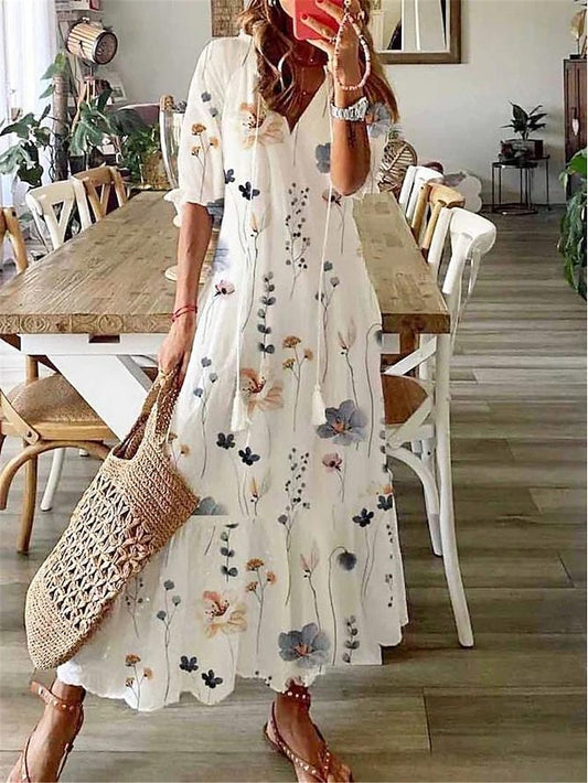EM | Geblümtes Maxikleid mit Schleife