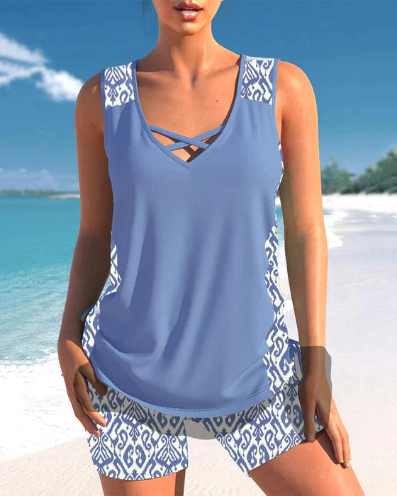EM | Tankini mit Tribal-Print und überkreuztem Detail