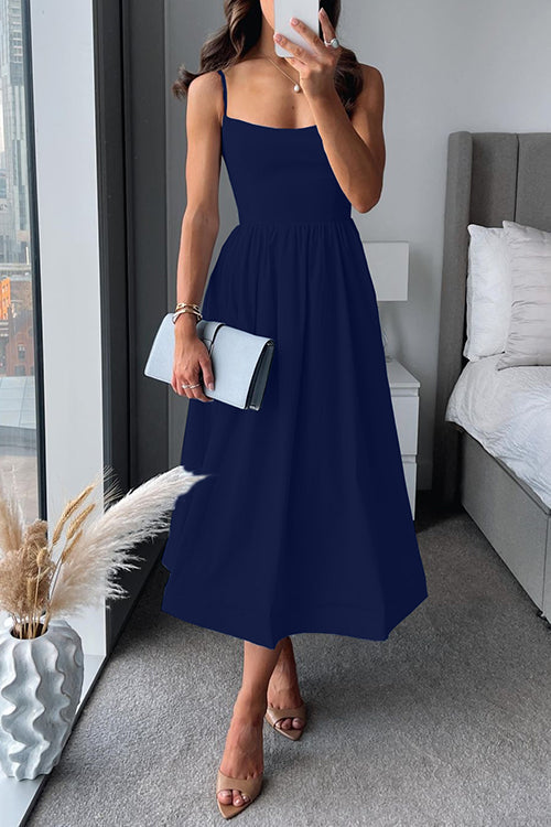 MW | Giselle™ Spaghetti-Träger A-Linie Midi-Kleid