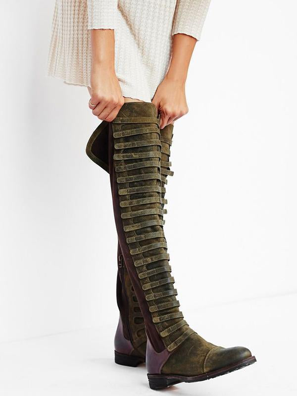 EM | Kniehohe Gladiator-Stiefel mit Riemchen