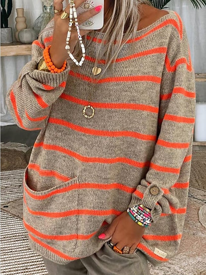 EM | Gestreifter Strickpullover mit Taschen