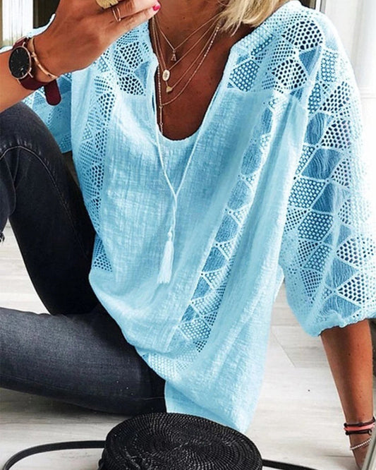 MW | Stylisches Top mit U-Ausschnitt und Spitze