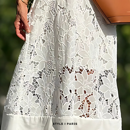 MW | Schickes langes Kleid mit weiten Ärmeln und V-Ausschnitt