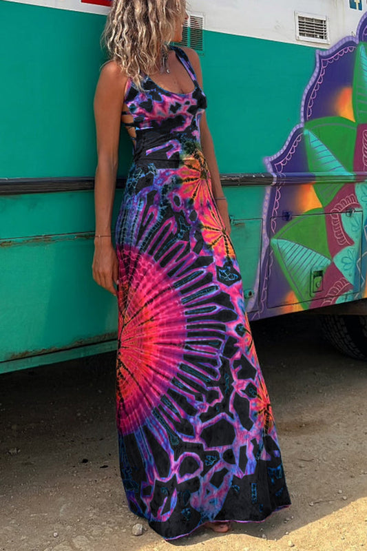 EM | La Bamba Batik-Maxikleid mit kokettem Schnürdetail am Rücken