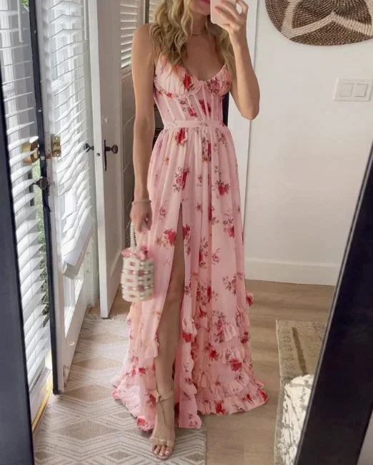 MW | Elegantes geblümtes Maxikleid