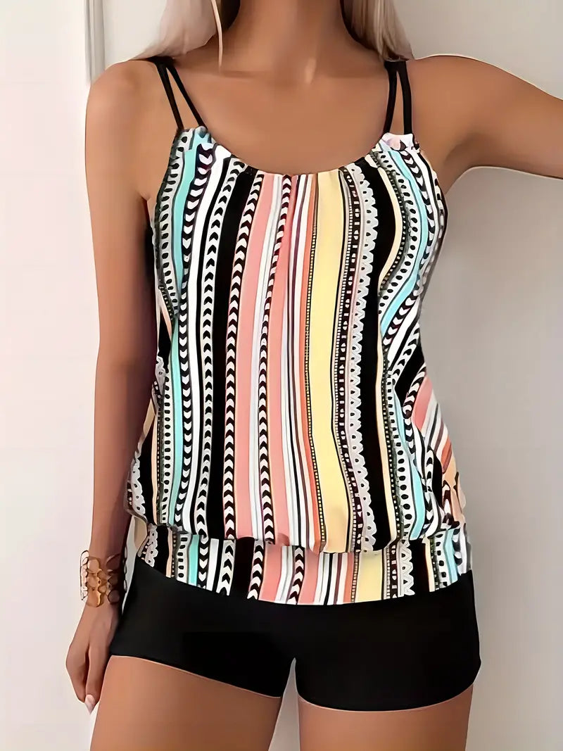 EM | Gestreiftes Tankini mit Druck