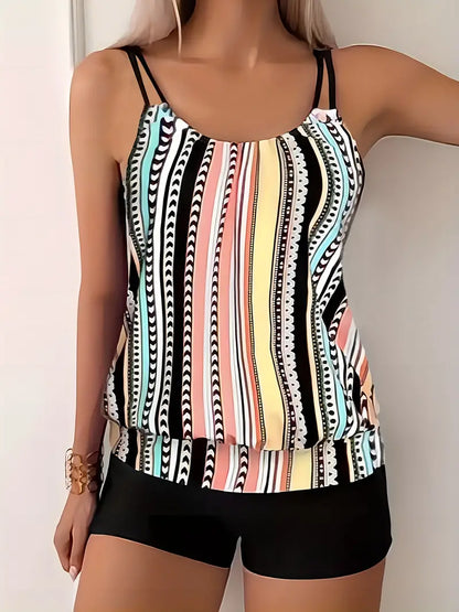 EM | Gestreiftes Tankini mit Druck