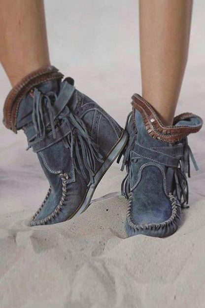 EM | Mokassin-Stiefel aus Wildleder mit Fransen