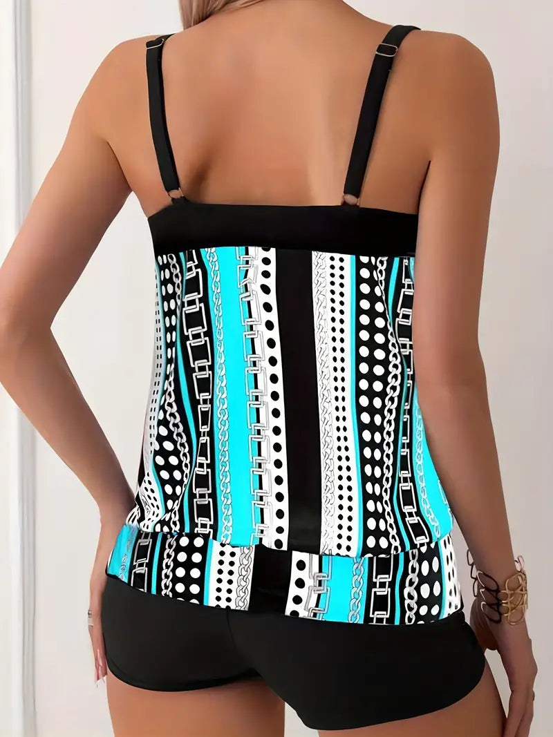 EM | Gestreiftes Tankini mit Druck