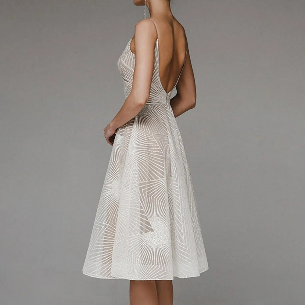 MW | Elegantes bedrucktes Midikleid