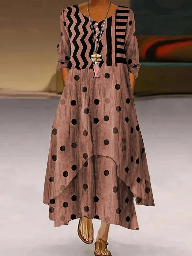 EM | Maxikleid mit Polka Dot und geometrischem Muster