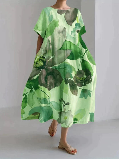 EM | Lockeres Kleid für Frauen mit botanischem Blumenmuster