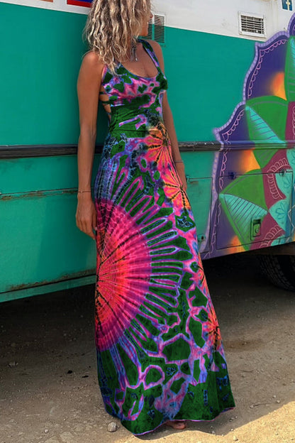 EM | La Bamba Batik-Maxikleid mit kokettem Schnürdetail am Rücken